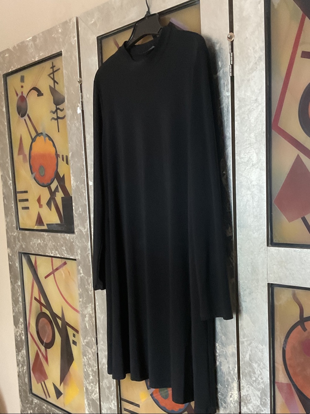 Classic Black Long-Sleeve Swing Dress
